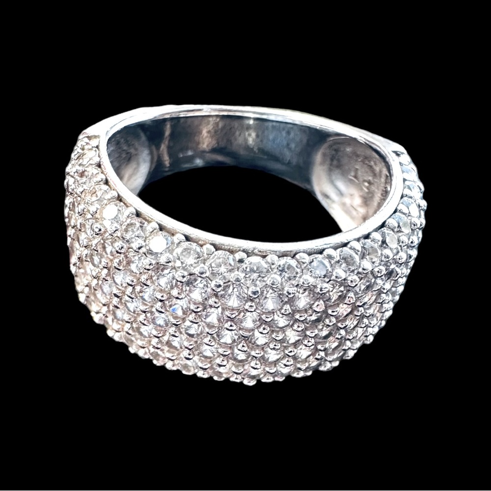 Sterling Silver and Pavè Crystal Cluster Ring, size: 4.5